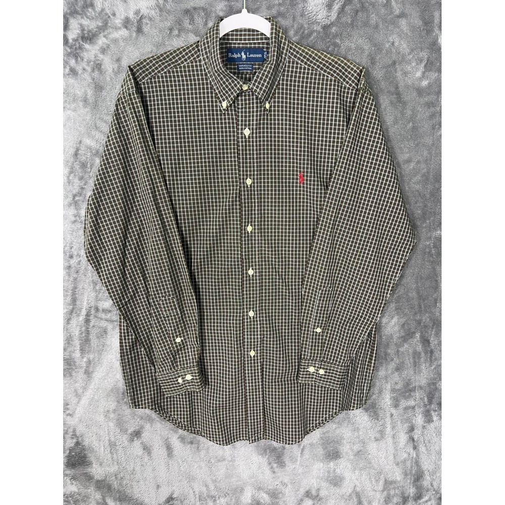 Ralph Lauren Yarmouth Mens 15 32/33 Green Plaid Cotton Button Down Shirt